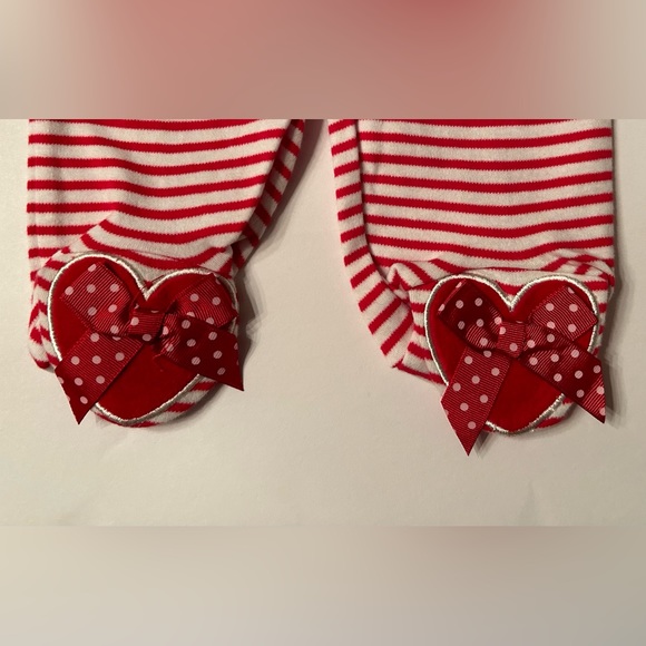 First Impressions NWT Girl 6-9 mos 2 Piece Red & White Dress with Footed Bottom - Picture 6 of 6
